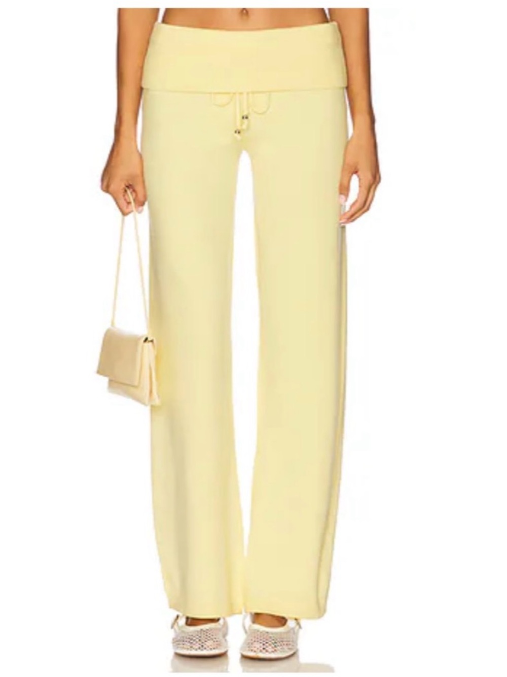 Women's Wide-Leg Drawstring Waist Pants - Cream